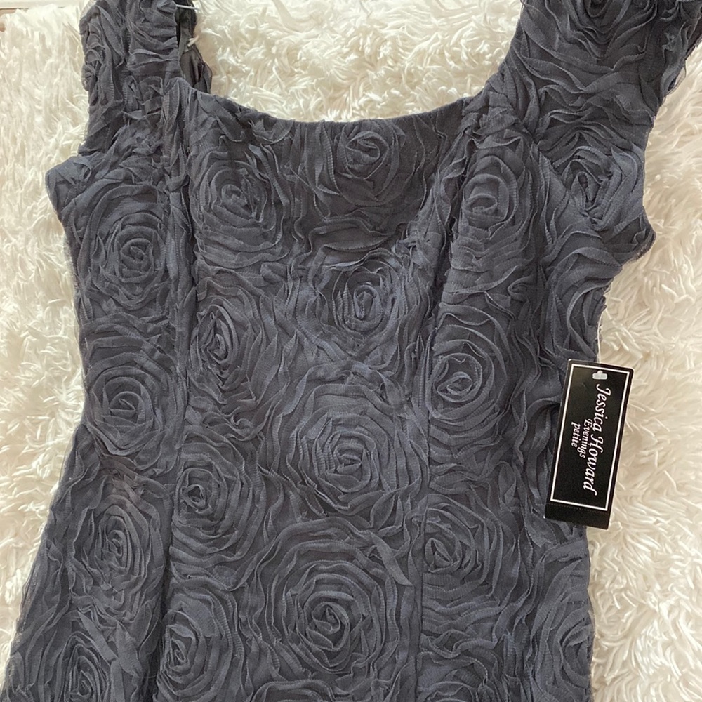 Grey Floral Evening Dress